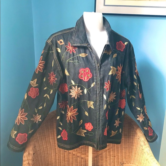 Chico’s Embroidered/Beaded Denim Jacket - Picture 3 of 8